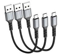 HOTNOW Câble Micro USB court 30cm Pack de 3, Câble USB vers Micro USB tressé de nylon de charge rapide compatible avec Galaxy S7 S6, A 10, LG, Sony, PS4, Paperwhite, tablette Oasis, Moto E6