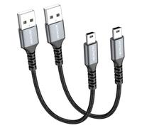 HOTNOW Câble Mini USB 30cm 2Pack, câble de chargeur USB 2.0 à Mini USB de 0,3 m Compatible avec contrôleur PS3, lecteur MP3/MP4, caméra de bord, GPS Garmin Nuvi, Blue Yeti, GoPro Hero 3+