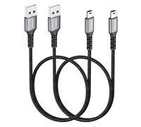 HOTNOW Câble Mini USB 50cm Lot de 2, USB Type A à Mini B câble Synchronisation et Charge compatible avec le contrôleur PS3, GPS Garmin, Nikon D3100, GoPro Hero 3 +, Calculatrice TI 83/8
