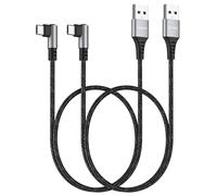 HOTNOW Cable USB A vers USB C Angle Droit 50CM Pack de 2, USB C Coudé 3A Charge Rapide Nylon Tressé pour iPhone 17 16, Galaxy S24 S23, iPad Pro, Huawei P40 P30, Redmi Note 13, PS5.