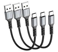 HOTNOW Câble USB C Court 30CM Lot de 3, Câble USB vers USB C Charge Rapide Nylon Tressé compatible avec iPhone 17/16, Galaxy S24/S23/S22/S10, Note 10, Huawei P40/P30, Google Pixel, Redmi