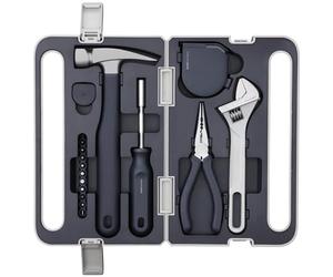 HOTO Boîte à Outils, Ensemble d'Outils Essentiels pour la Maison, Marteau, Pinces, Tournevis, Clé à molette et Mètre à Ruban, pour Réparations Domestiques et Bricolage