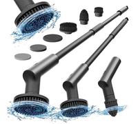 HOTO Brosse Nettoyage Electrique Rotative, IPX7 Imperméable, Brosse Nettoyage Salle de Bain Rechargeable USB-C, Deux Vitesses, avec Poignée Réglable et 6 Têtes Brosse pour Plancher/Baignoire/Cuisine