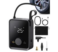 HOTO Gonfleur pneus pro 120PSI 12V DC 7500mAh, compresseur air portable LED