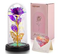 HOTOIQ Eternelle Cadeau pour Femmes,Rose sous de La Belle et La Bête Classique avec LED, Présent Romantique pour Femme, Cadeaus pour Elle, Maman Amie Épouse Sœur