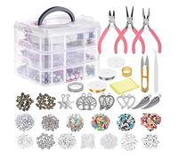 HOTOOLME Kit de fabrication de bijoux - Ensemble de fabrication de bijoux avec pince à bijoux, fil de perles, perles de bijoux pour la réparation de bijoux, colliers, boucles d'oreilles, bracelets