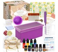 HOTOOLME Kit de Fabrication de Savon DIY - Ensemble pour Créer Ses Propres Savons avec 1,5 kg de Base de Savon, 4 Parfums, 4 Couleurs, 2 Moules en Silicone - Idéal pour Débutants et Adultes