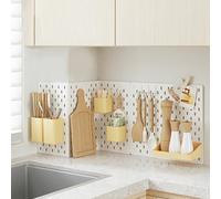 HOTOOLME Lot de 21 panneaux muraux à outils avec tableau perforé, crochets muraux perforés et paniers perforés pour organisateur d'outils, exposition d'ornement, mur perforé (NEW)