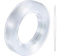 Hotop 200 m Cordes Fils Invisibles en Nylon Transparent pour Suspendre Décorations de Noël Fabrication Bracelets Coudre Bricolage Passe Temps Fil de Perles Transparent avec Aiguille à Perles, 0,45 mm