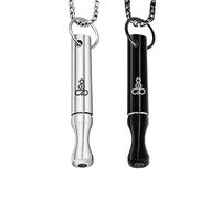 HotoPink Lot de 2 colliers de respiration portatifs en acier inoxydable avec sifflet pour yoga, méditation, soulagement de l'anxiété, relaxation, exercice adulte/homme/femme/TDAH, Acier inoxydable