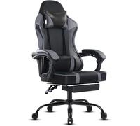 HOTOSYCH Chaise Gaming pour Adulte, Chaise de Bureau Ergonomique avec Dossier réglable, Fauteuil Gaming avec Appui-tête et Soutien Lombaire, Siege Gaming Rotatif avec Accoudoir (Gris)