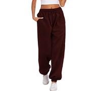 Hotouch Pantalon de jogging pour femme - En tissu gaufré - Long élastique - Taille haute - Avec poches - Taille S à XXL