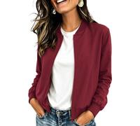 Hotouch Veste Femme Blouson Bombers Leger Décontracté Veste Courte Jacket | Veste femme mi saison, chic et elegant, blouson zippé, printemps, ete, automne