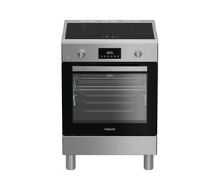 Hotpoint Ariston H6I8LMSAX - Cuisine à installation libre 60 x 60 cm avec four multifonction ventilé de 72L, plateau à induction Diamond Clean, Air Fry, Active Multiflow - Acier inoxydable