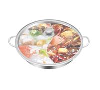 Hotpot en acier inoxydable avec couvercle, poêle divisée avec cloison de séparation, casserole à double hotpot, casserole épaisse, cuisson rapide, pour cuisinière à induction et réchaud à gaz (34 cm)