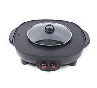 Hotpot et grill électrique 2 en 1 Anti-adhésif Sans fumée Plaque amovible Pour intérieur coréen, barbecue thaï, fondue, raclette Pour 5 à 6 personnes