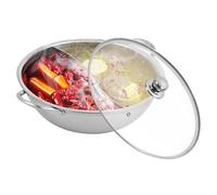 Hotpot - Poêle divisée en acier inoxydable avec couvercle - Avec cloison de séparation - Double casserole - Épaisse - Chauffage rapide pour cuisinière à induction et réchaud à gaz (28 cm)
