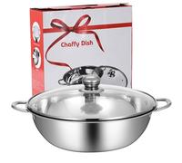 Hotpot Pot avec séparateur 12, 6 pouces de diamètre..Pot séparateur en acier inoxydable avec couvercle en verre, chinois double face pour cuisine, table de cuisson à Induction, cuisinière à gaz