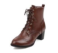HOTRA Bottines À Plateforme À Talons Épais et À la Mode Richelieu Femmes Chaussures Derbies À Lacets (Color : Dark Brown, Size : 39 EU)