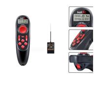 HotRC DS-600 Émetteur et récepteur RC 6 canaux 2,4 GHz Télécommande PWM 6 canaux avec batterie rechargeable intégrée pour voitures et bateaux RC Crawler Drifting Bash Buggy avec PWM