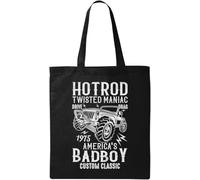 Hotrod Twisted Maniac America's Bad Boy Sac fourre-tout en coton écologique naturel Noir, Noir , Taille unique