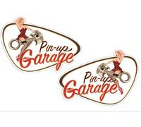 hotrodspirit - 2 Stickers pin up Garage avec Piston et bielle de 10x7 cm Droit et Gauche
