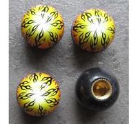 hotrodspirit - Bouchon Valve de Roue (x4) Flammes Noir sur Fond Jaune Auto