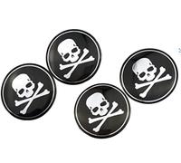 hotrodspirit - Centre de Roue Autocollant (x4) Pirate Noir Blanc Auto moyeu Jante