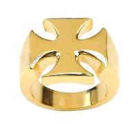 hotrodspirit - chevaliere Croix de Malte doré 9us Bague Homme Biker Motard