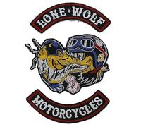 hotrodspirit - Lot de 3 Gros Patch Tete de Loup Solitaire Lone Wolf Motorcycle Dos Veste Blouson Biker Motard