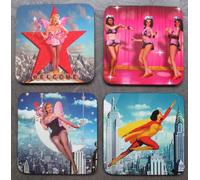 hotrodspirit - Lot de 4 Dessous de Verre pin up Style Retro 10x10 cm Bar Diner loft