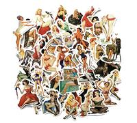 hotrodspirit - Lot de 50 Stickers pin up Style Ann&e 50 Autocollant Fond Blanc Femme Sexy