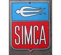 hotrodspirit - mini plaque emaillée blason simca rouge et bleu 12x9cm tole email deco garage