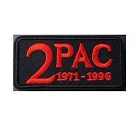 hotrodspirit - patch 2pac 1971 1996 noir rouge rap 9x4.5 cm écusson thermocollant pour veste blouson