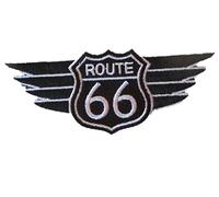 hotrodspirit - Patch Blason Route 66 aillé Noir Blanc 10.5 cm ecusson thermocolant