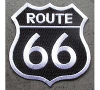 hotrodspirit - Patch Blason Route 66 Noir ecrit Blanc 7.5x7.5 cm ecusson thermocollant USA Road Sixty Six