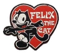 hotrodspirit - Patch Coeur Rouge Felix Cat 10x8cm ecusson thermocollant USA