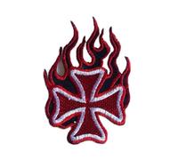 hotrodspirit - Patch Croix de Malte Flammes Rouge ecusson Rock Roll Biker