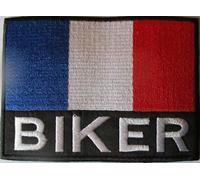 hotrodspirit - Patch Drapeau France Inscription Biker 11x8 cm ecusson thermocollant Moto Motard