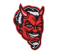 hotrodspirit - Patch Visage Diable Rouge avec des Cornes 9.5x6cm Devil écusson thermocollant