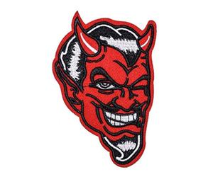 hotrodspirit - Patch Visage Diable Rouge avec des Cornes 9.5x6cm Devil écusson thermocollant