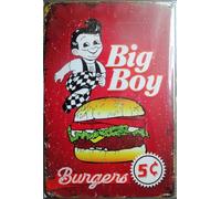 hotrodspirit - Plaque big Boy Burger Rouge vieillit 30x20cm tole Deco