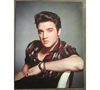 hotrodspirit - Plaque Elvis Presley assi et en Chemise à Carreaux 41x32cm