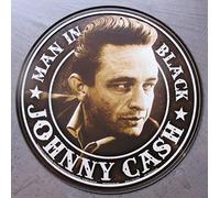 hotrodspirit - Plaque Johnny Cash Ronde 30 cm tole Man in Black Rock Roll Star