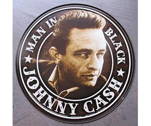 hotrodspirit - Plaque Johnny Cash Ronde 30 cm tole Man in Black Rock Roll Star