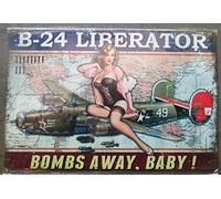 hotrodspirit - Plaque Metal pin up Style 50's Avion p-40 Warhawk, Bombshell 30x20cm Deco Garage loft Diner