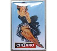 hotrodspirit - Plaque pin up Cinzano tole Deco Bar Diner café Restaurant