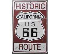 hotrodspirit - Plaque Route 66 Historic Marron California 30x20 cm tole Deco Mother Road USA