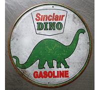 hotrodspirit - Plaque Sinclair Dino Gasoline Ronde vieillit 30cm Dinosaure tole Deco Garage USA