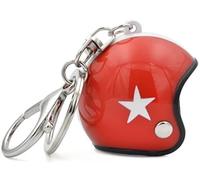 hotrodspirit - porte clés casque de moto rouge avec bande et étoile blanche 3d motard